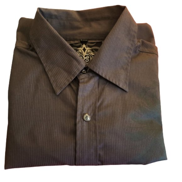 Roar Enough Excuses Tone on Tone Graphic Long Sleeve Button Up Black XL - Picture 2 of 15